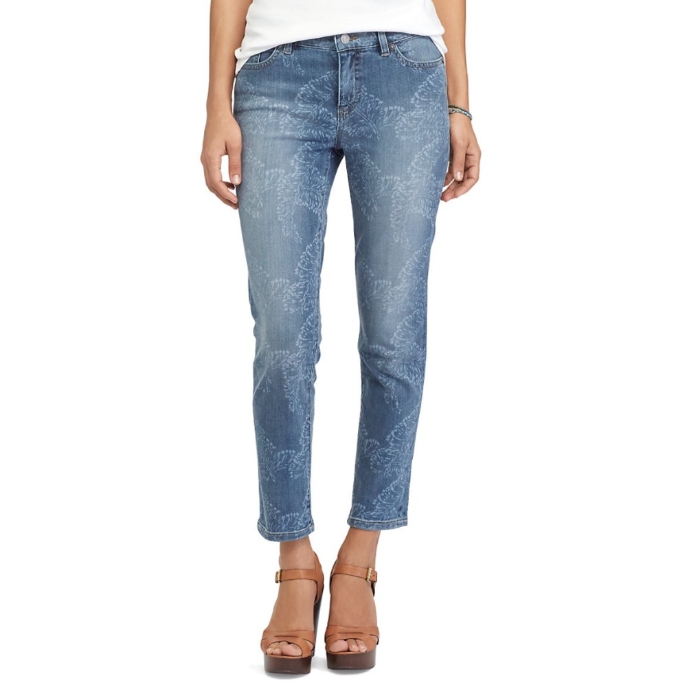 Chaps | Release-Hem Crop Skinny Jeans Boho “Denim Leaf” Light Blue Wash Women’s